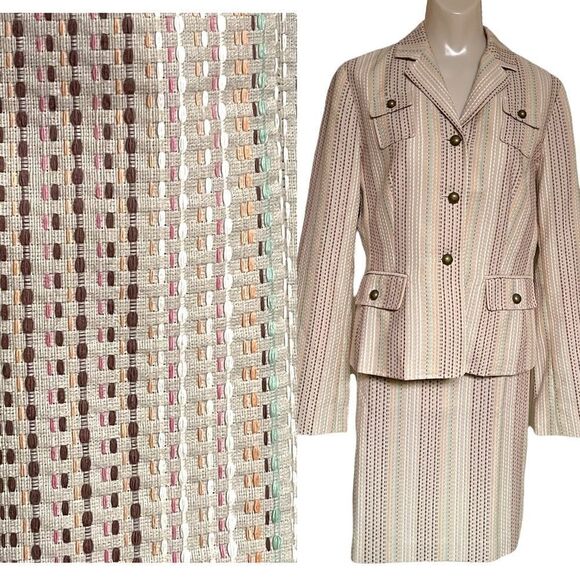 Vintage Harold’s Light Cotton Tweed Bold Button 2Pc Skirt Suit Set - Picture 1 of 16